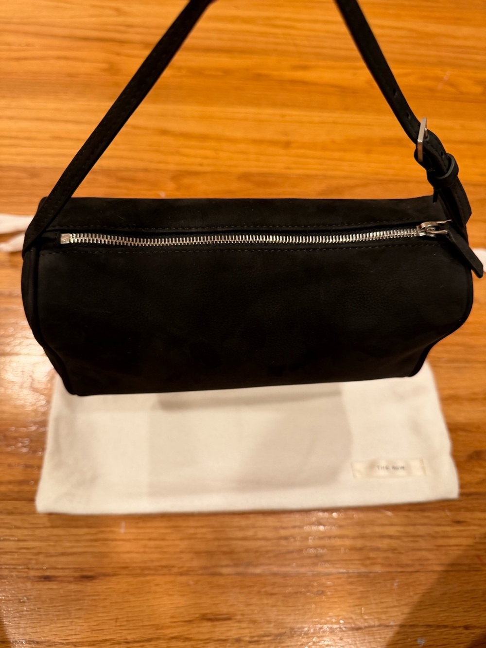 The Row 90s Black Bag Nubuck Suede Handbag